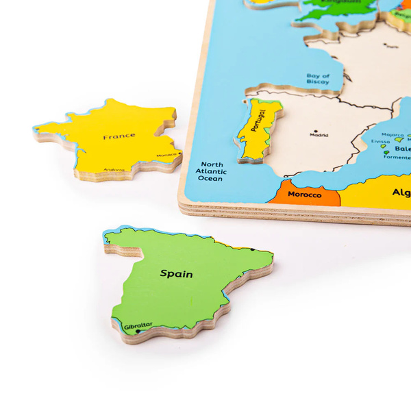 PUZZLE EDUKACYJNE Dla Dzieci Drewniana Układanka z Krajami EUROPY 25 części