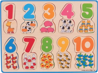 Drewniana układanka Puzzle Liczby i Zwierzątka 20 elementów
