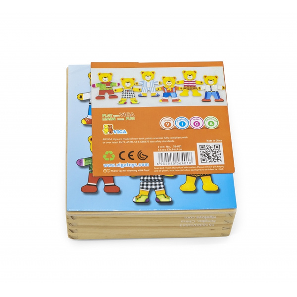 Drewniane Puzzle Układanka Edukacyjna Ubierz Misia