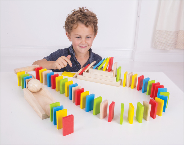 DUŻE kolorowe DOMINO drewniane klocki 108 części