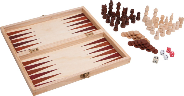ZESTAW GIER szachy warcaby backgammon drewniane