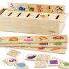 Drewniany Edukacyjny Sorter Gra Zwierzątka Owoce Warzywa Montessori