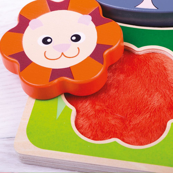 Sensoryczne Puzzle dotykowe ze Zwierzątkami z Safari ciekawe faktury