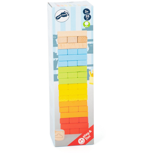 BALANSUJĄCA WIEŻA 27 cm drewno KOLOROWA 55 elementów