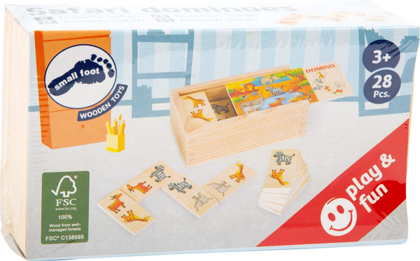 DOMINO drewniane zwierzęta SAFARI solidne 28 elem.
