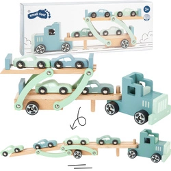 Ciężarówka Laweta i 4 drewniane Samochodziki