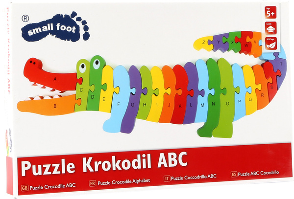 Duże drewniane Puzzle z Literkami układanka Krokodyl