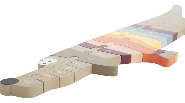 Puzzle z Literkami Pies Jamnik drewniana układanka ALFABET