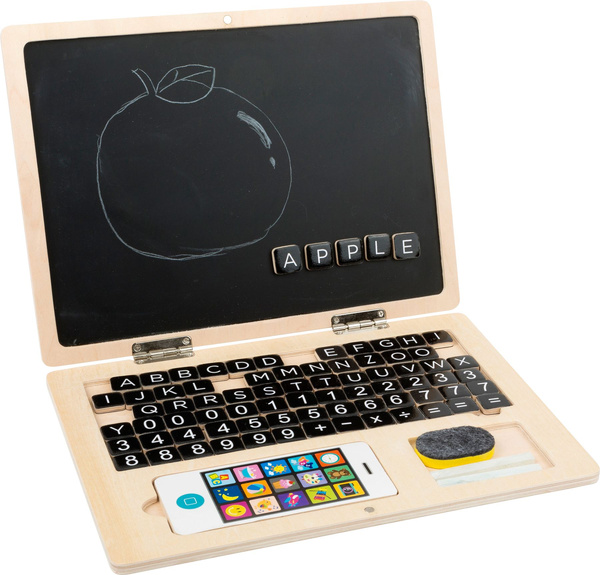 Drewniana zabawka Laptop i Smartfon z magnetycznymi literkami i cyferkami