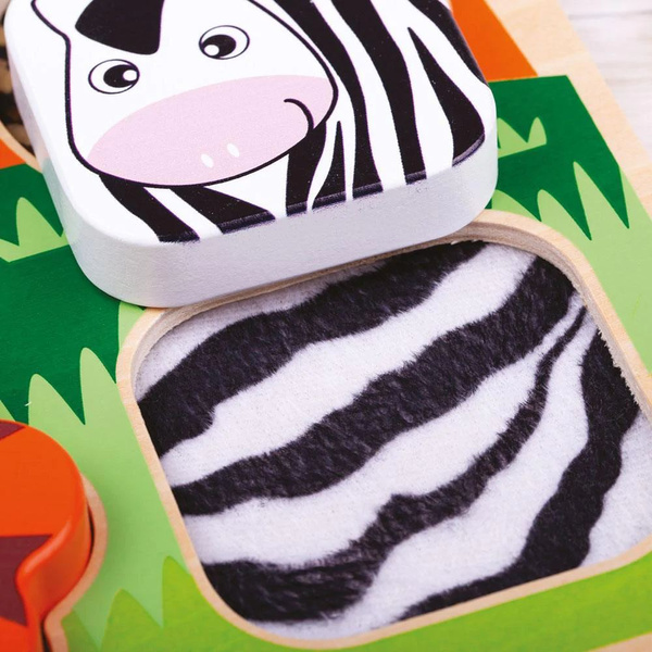 Sensoryczne Puzzle dotykowe ze Zwierzątkami z Safari ciekawe faktury