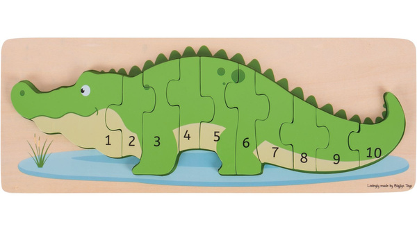 PUZZLE Drewniane Krokodyl Cyfry 1-10 Nauka Liczenia Edukacyjna Układanka