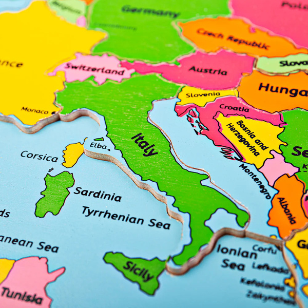 PUZZLE EDUKACYJNE Dla Dzieci Drewniana Układanka z Krajami EUROPY 25 części