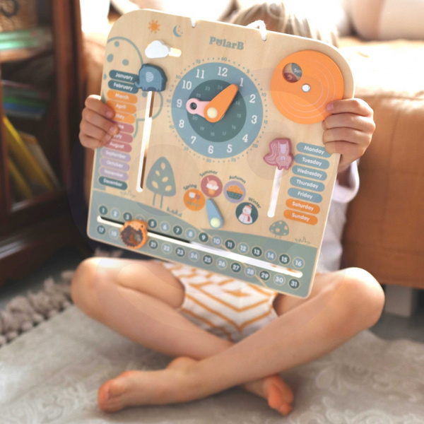Drewniany Kalendarz i Zegar Montessori