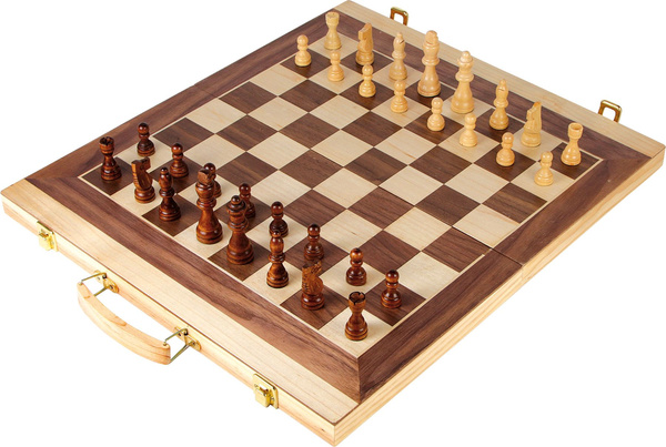 Duży drewniany Zestaw Gier w walizce szachy warcaby backgammon