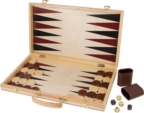 Duży drewniany Zestaw Gier w walizce szachy warcaby backgammon