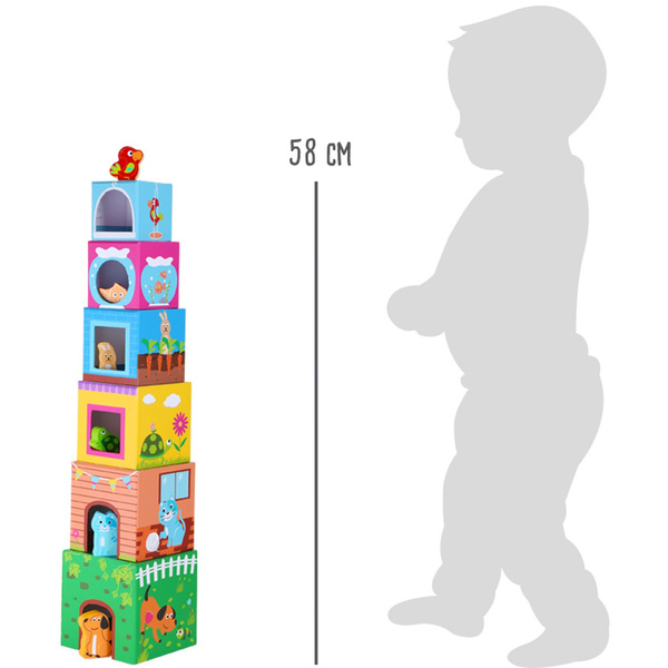 Piramidka sorter 6 kostek Zwierzątka kolorowa wieża 58 cm
