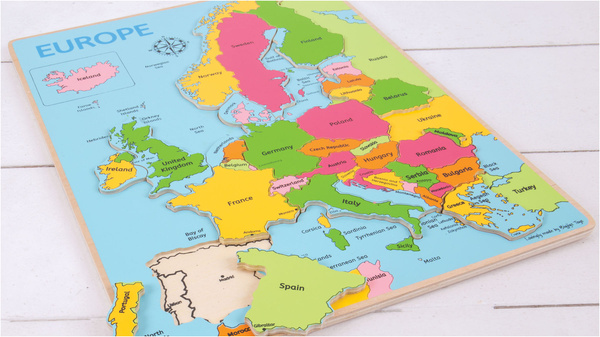 PUZZLE EDUKACYJNE Dla Dzieci Drewniana Układanka z Krajami EUROPY 25 części