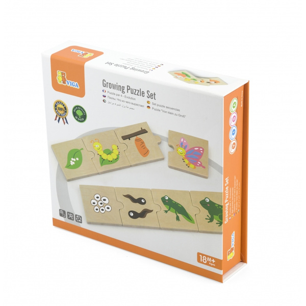 Drewniane Puzzle Rosnące zwierzątka i rośliny