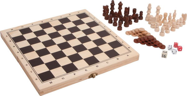 ZESTAW GIER szachy warcaby backgammon drewniane