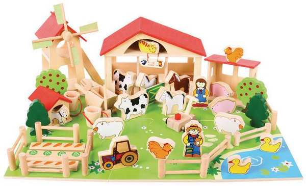 Drewniany Domek Farma życie na wsi Zestaw 48 elementów