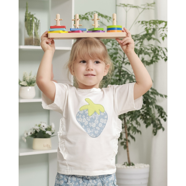 Drewniane klocki z sorterem kształtów Montessori