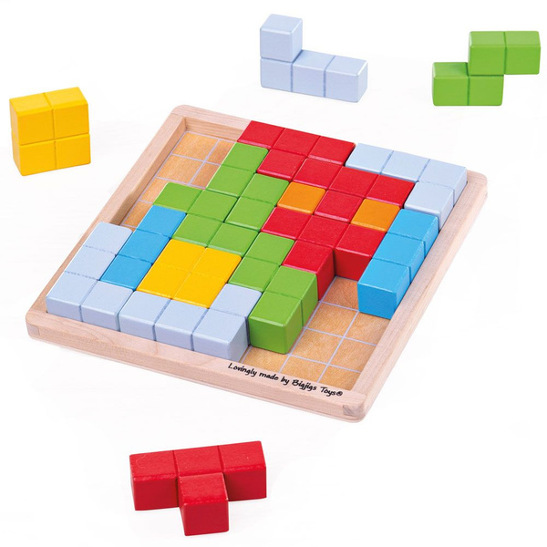 Układanka logiczna TETRIS z ramką + Wzory drewniana 43 elementy
