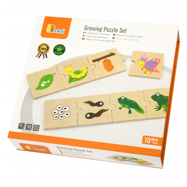 Drewniane Puzzle Rosnące zwierzątka i rośliny