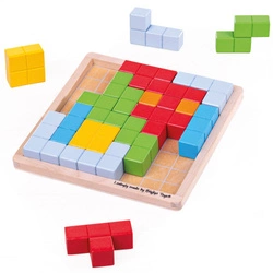 Układanka logiczna TETRIS z ramką + Wzory drewniana 43 elementy