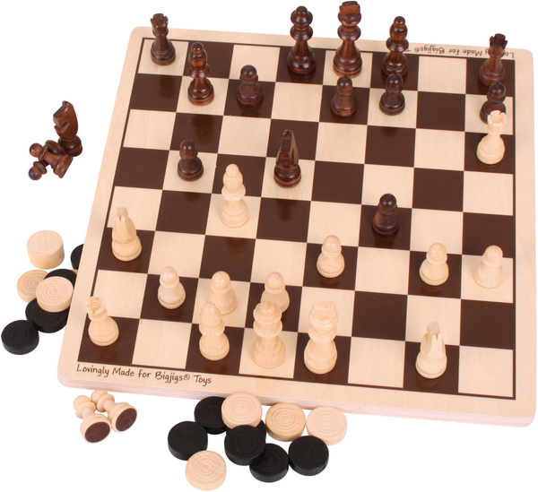 SZACHY i WARCABY 2w1 klasyczne GRY drewniane 