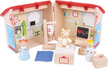 Drewniany zestaw Mini - Szpital rozkładany 10 części