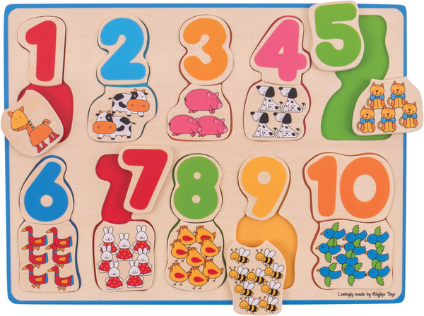 Drewniana układanka Puzzle Liczby i Zwierzątka 20 elementów