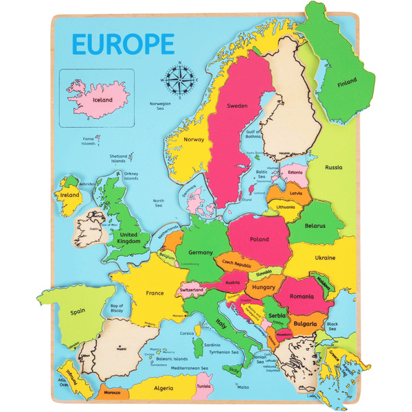 PUZZLE EDUKACYJNE Dla Dzieci Drewniana Układanka z Krajami EUROPY 25 części