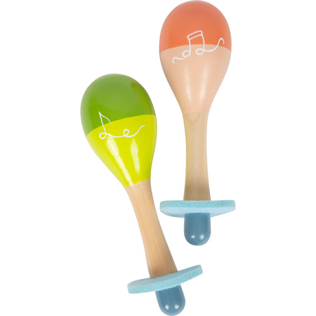 MARAKASY 2 Grzechotki drewniane PASTELOWE 16 cm