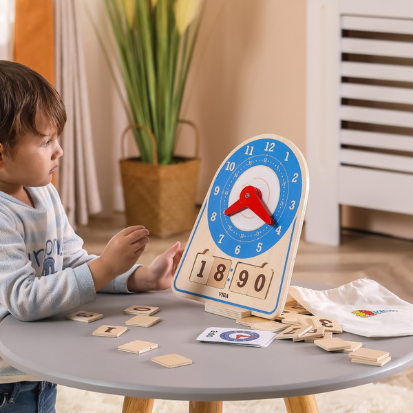 Drewniany Zegar Nauka Zegara  Czasu Montessori