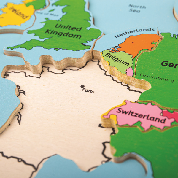 PUZZLE EDUKACYJNE Dla Dzieci Drewniana Układanka z Krajami EUROPY 25 części