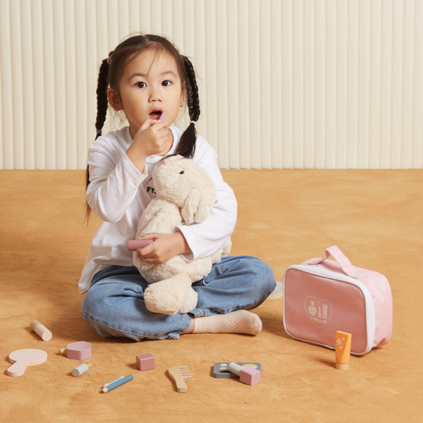 Drewniany Zestaw do Makijażu Kosmetyczka Torba