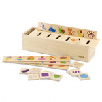 Drewniany Edukacyjny Sorter Gra Zwierzątka Owoce Warzywa Montessori