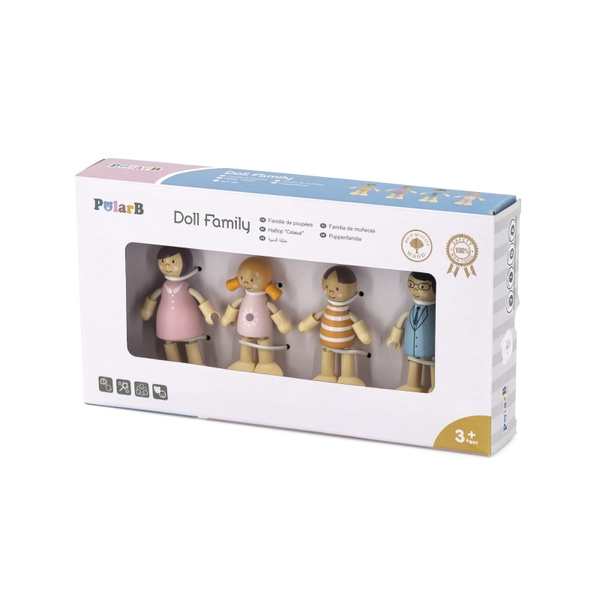Drewniane Lalki Rodzina Lalek Zestaw Figurki do domku