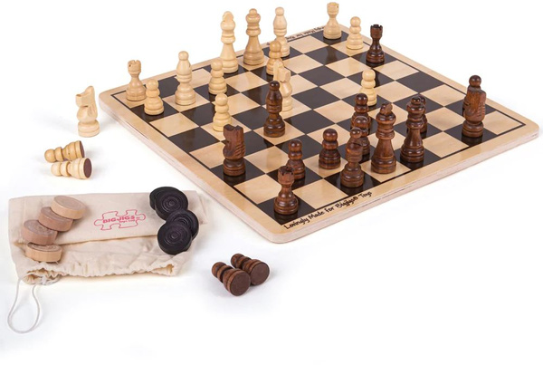 SZACHY i WARCABY 2w1 klasyczne GRY drewniane 