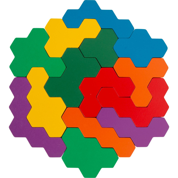 Układanka łamigłówka drewniane sześciokąty TETRIS 19 elementów