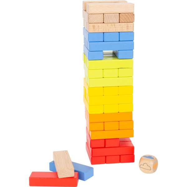 BALANSUJĄCA WIEŻA 27 cm drewno KOLOROWA 55 elementów